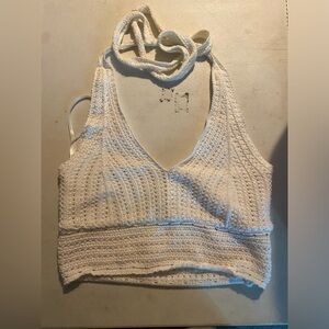 white Hollister crochet top